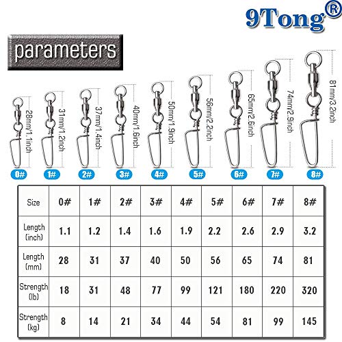 9Tong Emerillon Rolling avec Snap de Côte, Anneau Soudé en Acier Inoxydable pour la Pêche, Norme de l’eau Salée – Image 7