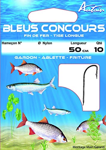 Autain 10 Hameçons Montés Bleus Concours 50cm