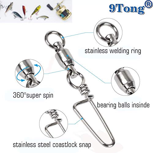 9Tong Emerillon Rolling avec Snap de Côte, Anneau Soudé en Acier Inoxydable pour la Pêche, Norme de l’eau Salée – Image 4